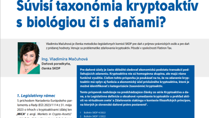Súvisí taxonómia kryptoaktív s biológiou či s daňami? (Odborný článok)